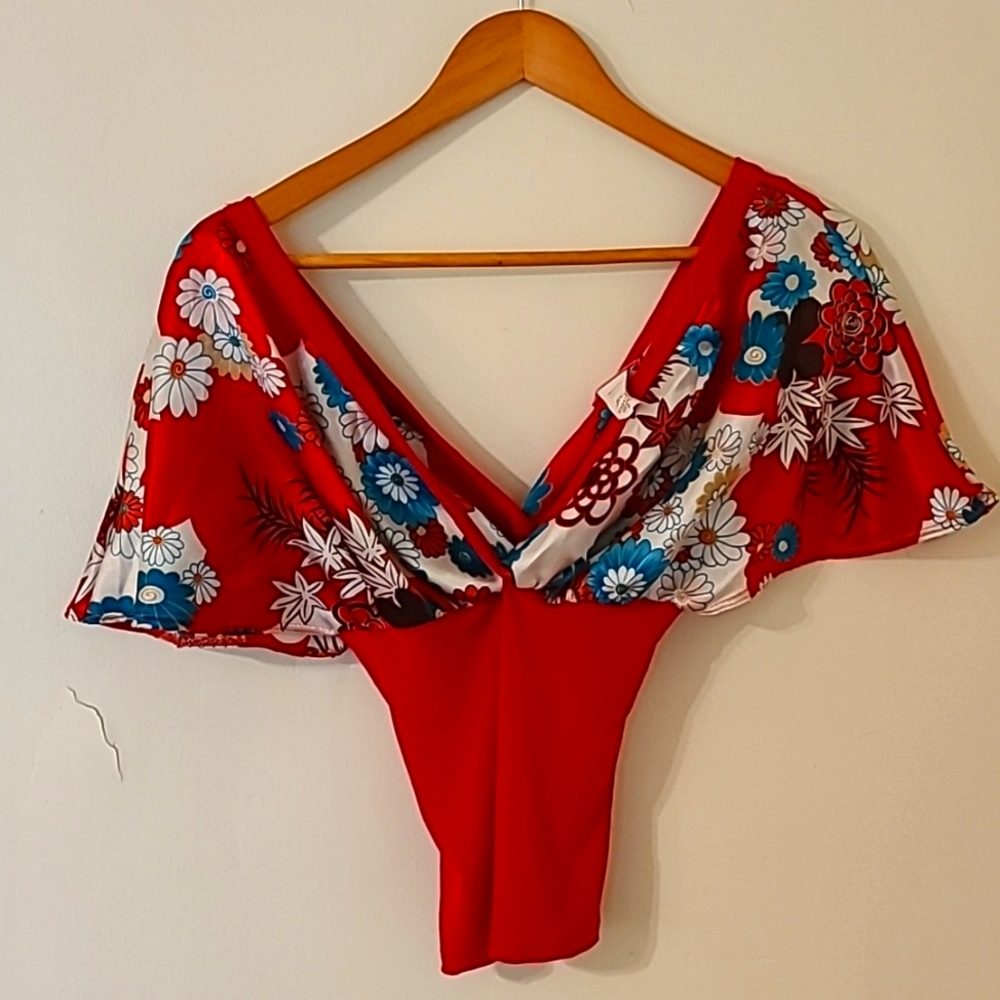 Red Print Lola Top, M